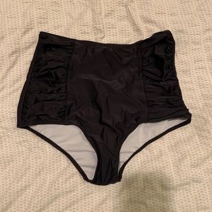 Kortni Jeane Black Ruched Swim Bottoms - Medium